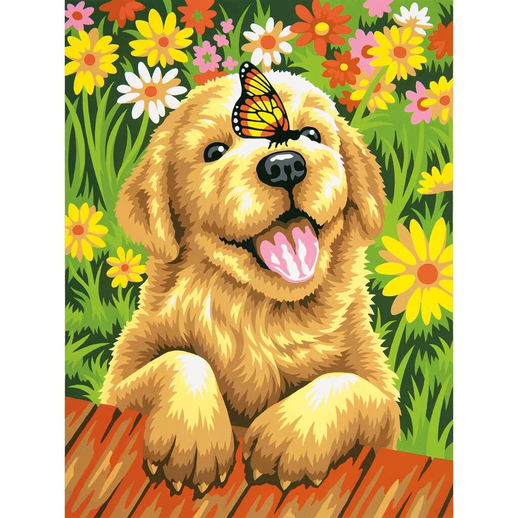 dimensions paintworks puppy gardener paint by number kit michaels